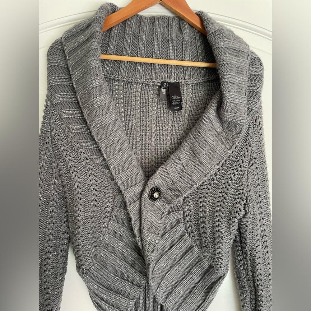 Bisou Bisou Grey Knit Cardigan with Button